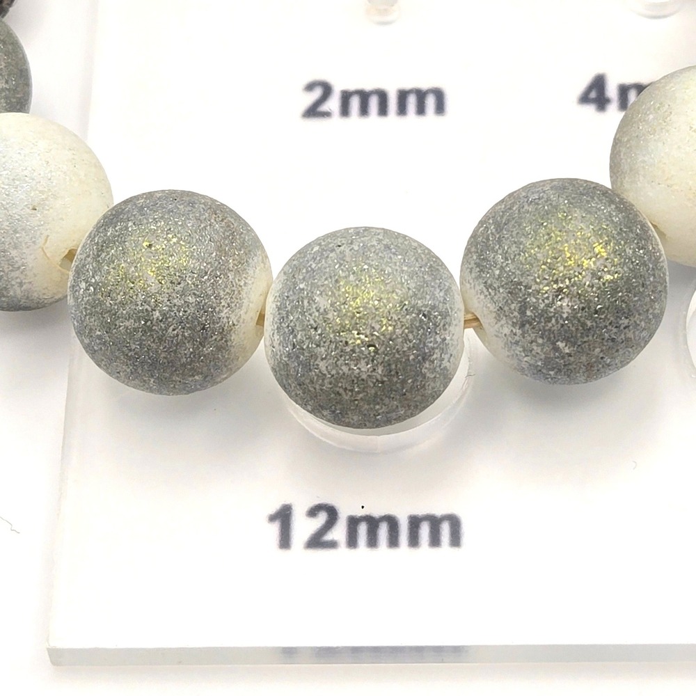 Grey White Matte Druzy Style Bead Stretch Bracelet Pave Rhinestone Focal 12mm - Picture 4 of 4